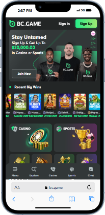 BC game homepage on a phone for fast withdrawal casinos